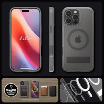 Spigen Ultra Hybrid S MagFit For iPhone 16 Pro Max Case Cover With Kickstand MagSafe Compatible, Frost Grey