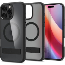 Spigen Ultra Hybrid S MagFit For iPhone 16 Pro Case Cover With Kickstand MagSafe Compatible, Frost Black