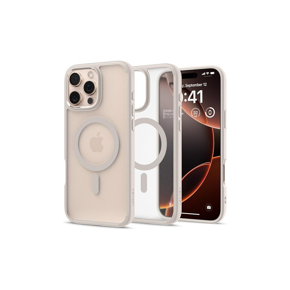 Spigen Ultra Hybrid MagFit Designed For iPhone 16 Pro Max Case Cover MagSafe Compatible, Frost Natural Titanium