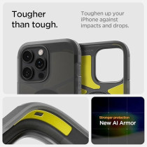 Spigen Tough Armor MagFit AI Designed For iPhone 16 Pro Max Case Cover MagSafe Compatible, Frost Black