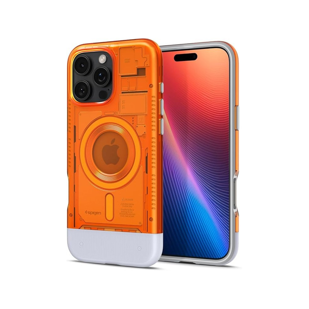 Spigen Classic C1 MagFit For iPhone 16 Pro Case Cover MagSafe Compatible Extreme Protection Tech, Tangerine
