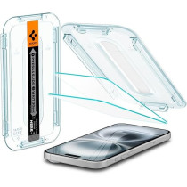 Spigen Glastr Ez Fit Designed For iPhone 16 Plus/iPhone 15 Plus Screen Protector Premium Tempered Glass, Case Friendly With Sensor Protection, Pack Of 2