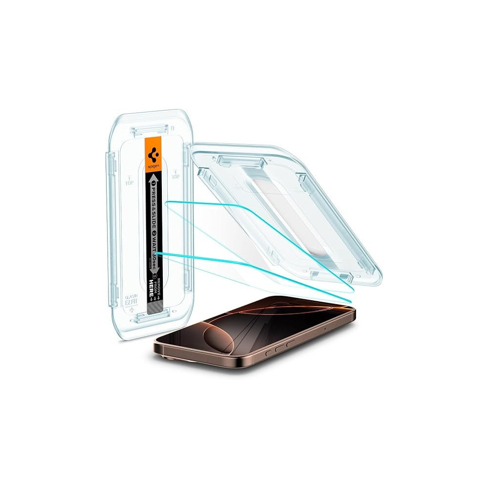 Spigen Glastr Ez Fit Designed For iPhone 16 Pro Max Screen Protector Premium Tempered Glass Case Friendly With Sensor Protection, Pack Of 2