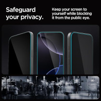 Spigen Glastr Ez Fit For iPhone 16 Pro Max Privacy Screen Protector Premium Tempered Glass With Auto Align Technology, Pack Of 2