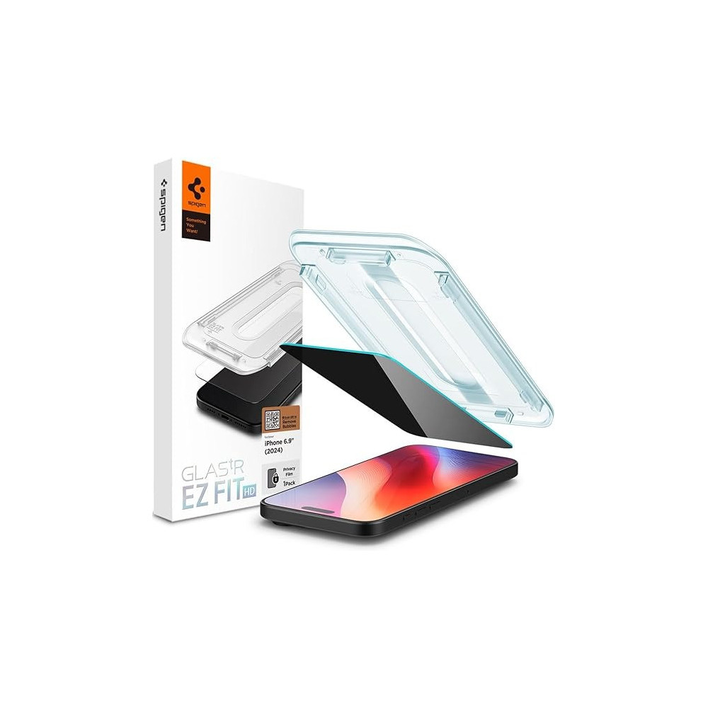 Spigen Glastr Ez Fit Hd Privacy For iPhone 16 Pro Max Privacy Screen Protector Premium Tempered Glass With Auto Align Technology