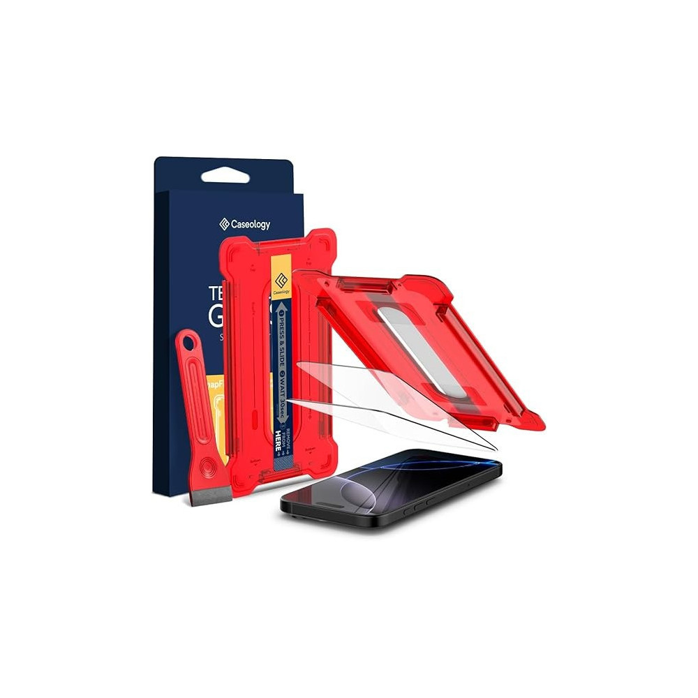 Caseology Snap Fit For iPhone 16 Pro Max Screen Protector Premium Tempered Glass Case Friendly With Sensor Protection, Pack Of 2