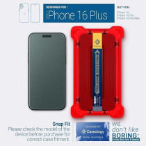Caseology Snap Fit For iPhone 16 Plus Screen Protector Premium Tempered Glass Case Friendly With Sensor Protection, Pack Of 2