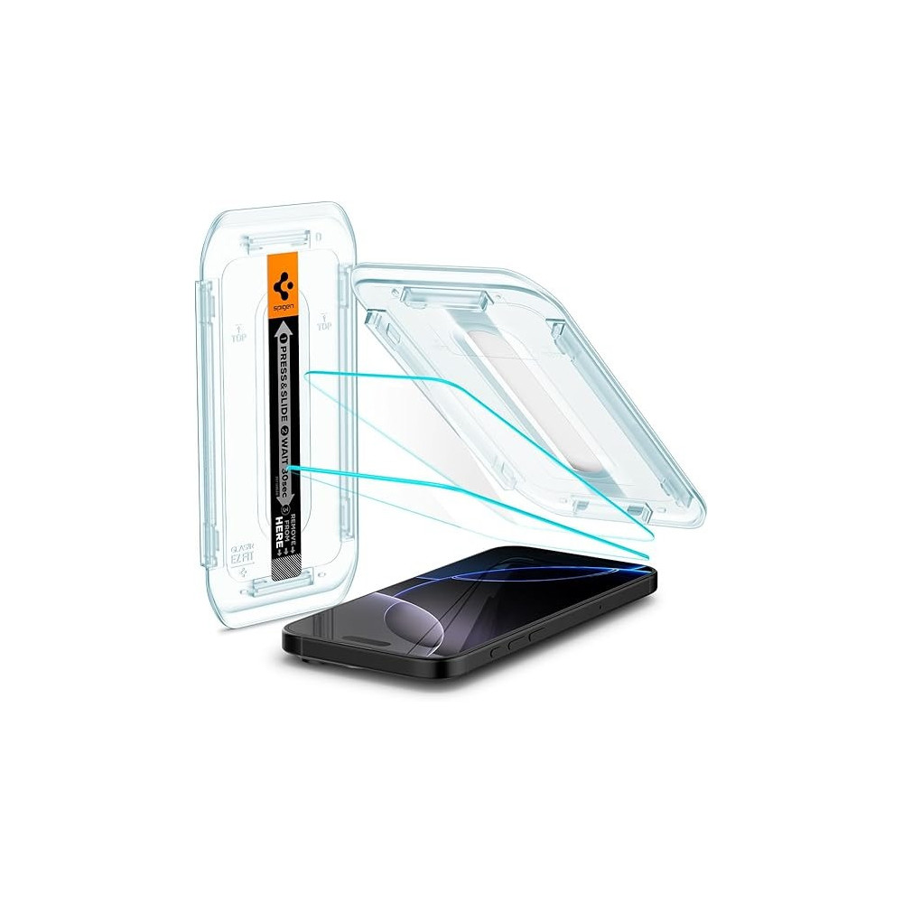 Spigen Glastr Ez Fit Designed For iPhone 16 Pro Screen Protector Premium Tempered Glass Case Friendly With Sensor Protection, Pack Of 2