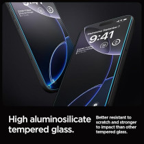 Spigen Glastr Ez Fit Designed For iPhone 16 Pro Screen Protector Premium Tempered Glass Case Friendly With Sensor Protection, Pack Of 2