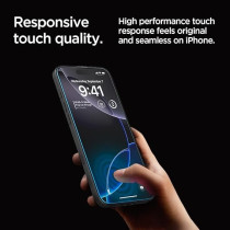 Spigen Glastr Ez Fit Designed For iPhone 16 Pro Screen Protector Premium Tempered Glass Case Friendly With Sensor Protection, Pack Of 2