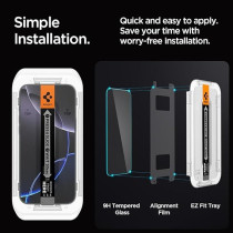 Spigen Glastr Ez Fit Designed For iPhone 16 Pro Screen Protector Premium Tempered Glass Case Friendly With Sensor Protection, Pack Of 2