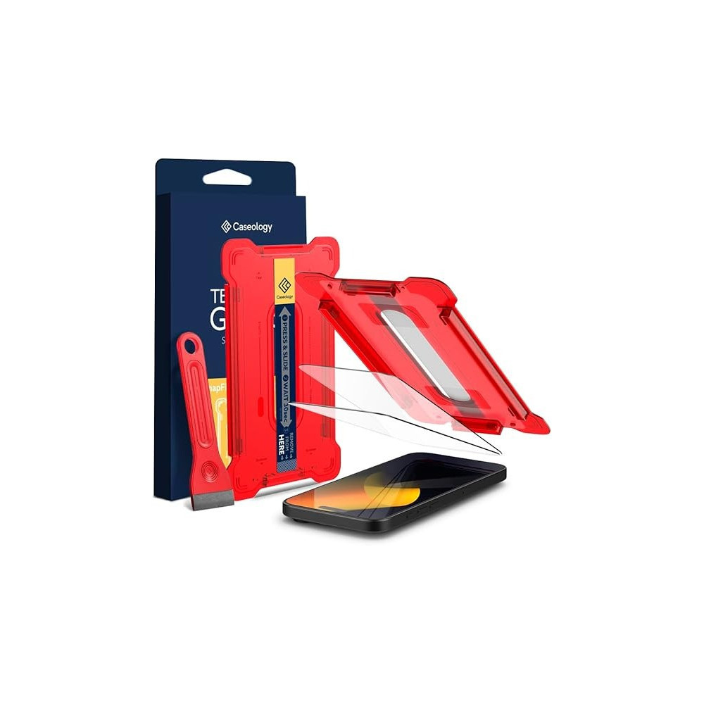 Caseology Snap Fit For iPhone 16 Screen Protector Premium Tempered Glass Case Friendly With Sensor Protection, Pack Of 2
