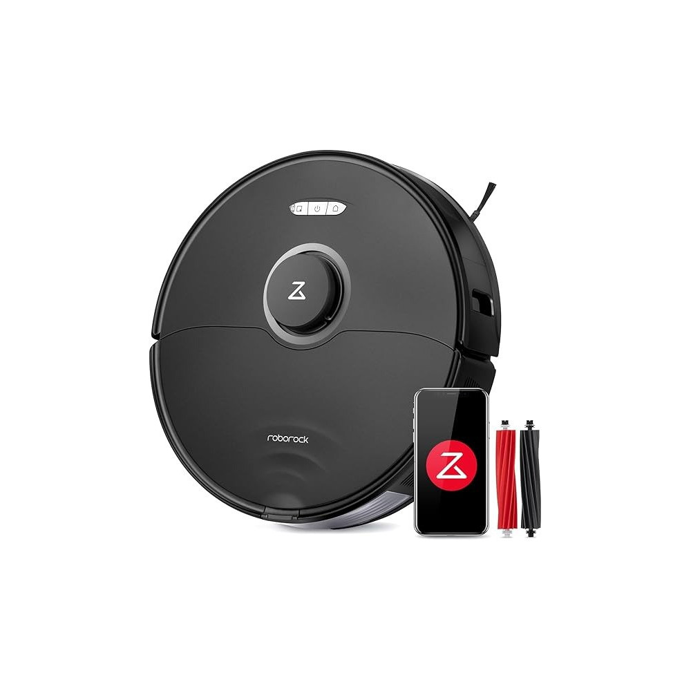 Roborock S8 Robot Vacuum Cleaner with Dual Brush And 6000Pa Suction& 3D Structured Light Obstacle Avoidance Robot Vacuum Compatible with Alexa for Pet Hair Upgrade of Roborock S7 (Black), 1 Year Warranty