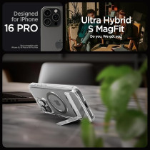Spigen Ultra Hybrid S Magfit For Iphone 16 Pro Case Cover With Kickstand Magsafe Compatible, Graphite
