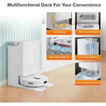 Roborock Q Revo Robot Vacuum and Mop, Auto-Drying, Lifting/Washing, Dual Spinning, Self-Refilling, Self-Emptying, Reactive Tech Obstacle Avoidance, 5500Pa Suction, White, 1 Year Warranty