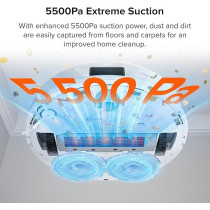 Roborock Q Revo Robot Vacuum and Mop, Auto-Drying, Lifting/Washing, Dual Spinning, Self-Refilling, Self-Emptying, Reactive Tech Obstacle Avoidance, 5500Pa Suction, White, 1 Year Warranty