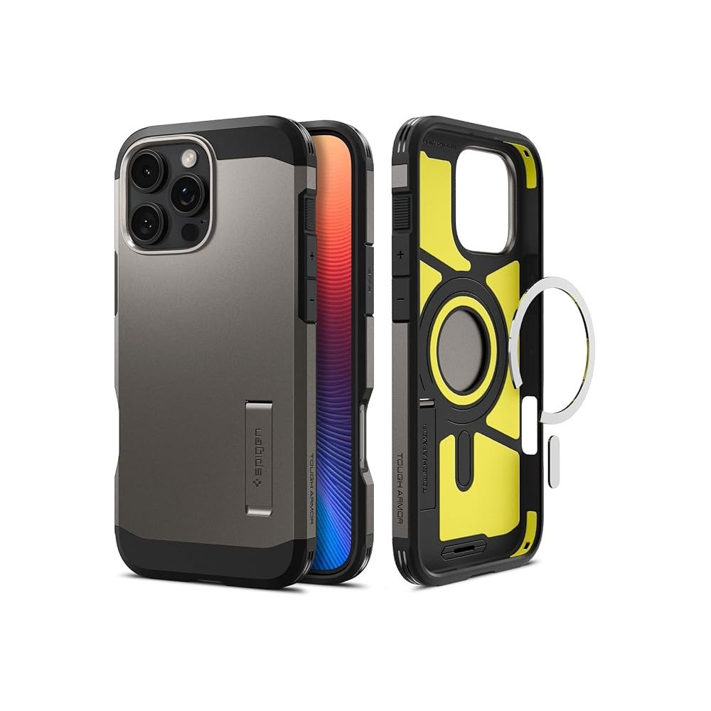 Spigen Tough Armor Magfit Ai Designed For Iphone 16 Pro Case Cover Magsafe Compatible, Gunmetal