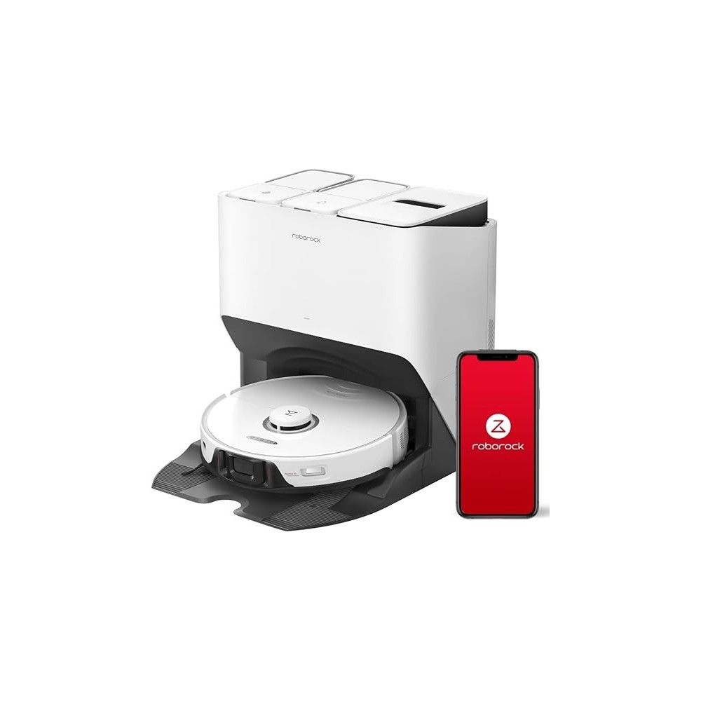 Roborock S8 Pro Ultra Robot Vacuum Cleaner, 6000Pa Suction, Sonic Mopping, Auto Mop Lifting, Self-Emptying, Self Washing, Self-Drying mop Dou Roller Brushes, White, 1 Year Warranty