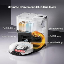 Roborock S8 Pro Ultra Robot Vacuum Cleaner, 6000Pa Suction, Sonic Mopping, Auto Mop Lifting, Self-Emptying, Self Washing, Self-Drying mop Dou Roller Brushes, White, 1 Year Warranty