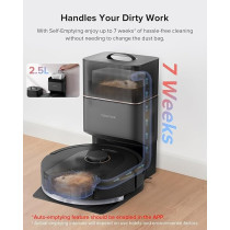 Roborock Q5 Pro+ Robot Vacuum and Mop, Self-Emptying, 5500 Pa Max Suction, DuoRoller Brush, Hands-Free Cleaning for up to 7 Weeks, Precise Navigation, Perfect for Hard Floors, Carpets, and Pet Hair, Black, 1 Year Warranty