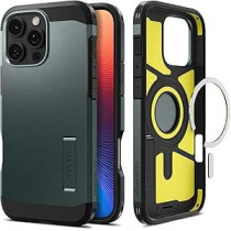 Spigen Tough Armor Magfit Ai Designed For Iphone 16 Pro Case Cover Magsafe Compatible, Abyss Green