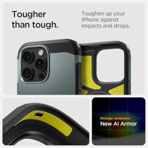 Spigen Tough Armor Magfit Ai Designed For Iphone 16 Pro Case Cover Magsafe Compatible, Abyss Green