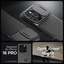 Spigen Optik Armor Magfit For Iphone 16 Pro Case Cover Magsafe Compatible, Black