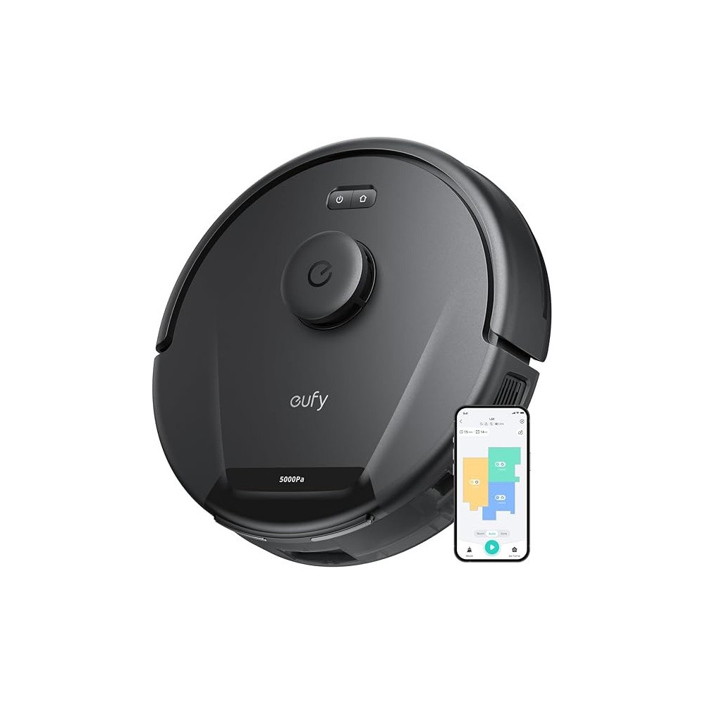 Eufy L60 Robot Vacuum Cleaner, Ultra Strong 5,000 Pa Suction to Remove Hair, Dust, iPath Laser Navigation, For Deep Floor Cleaning, Ideal for Hard Floors, Black, 1 Year Warranty