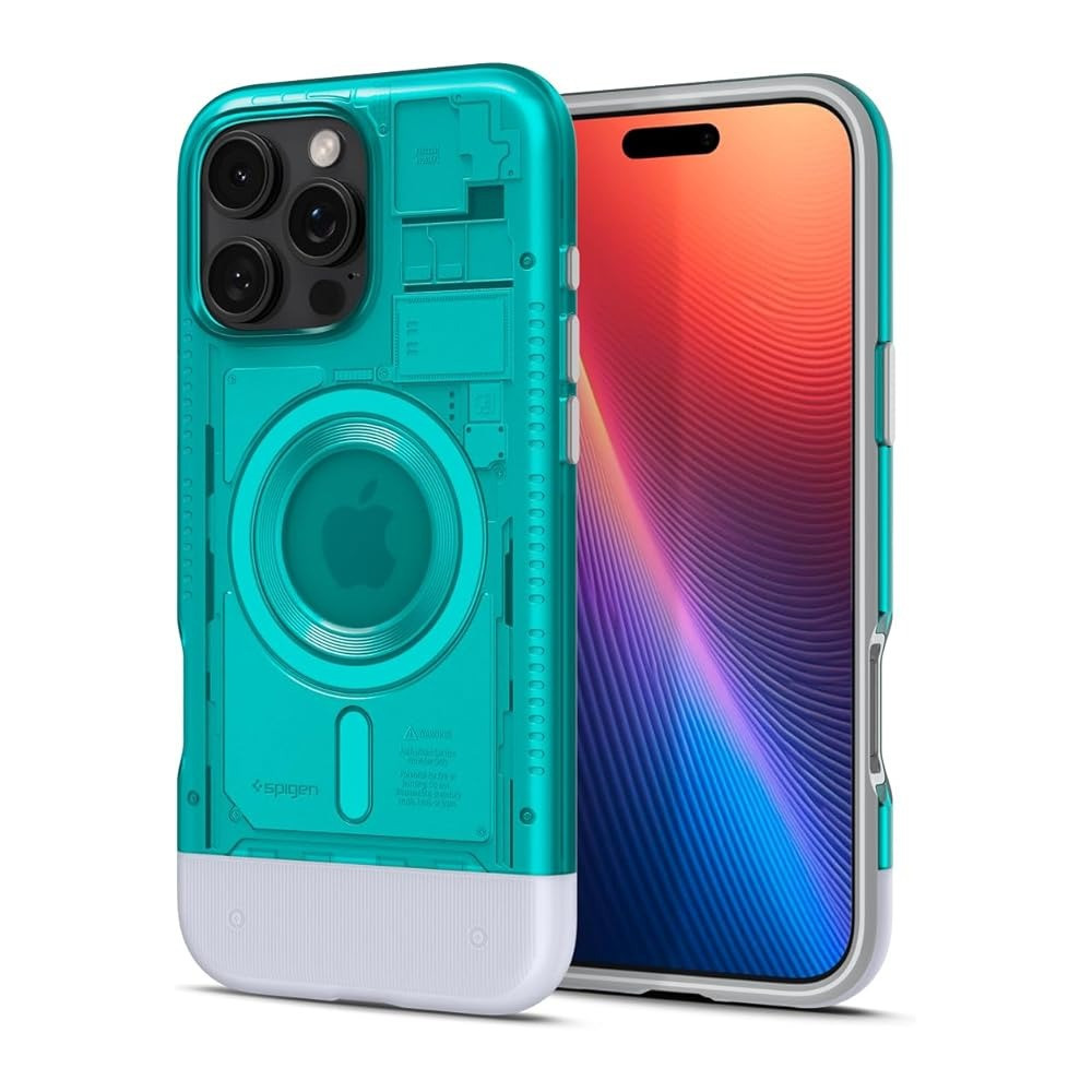 Spigen Classic C1 Magfit For Iphone 16 Pro Case Cover Magsafe Compatible Extreme Protection Tech, Bondi Blue