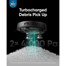 Eufy Clean X8 Pro Robot Vacuum Cleaner with Mop and Self-Empty Station, Twin-Turbine 2 x 4000Pa Suction, Active Detangling Roller Brush, and iPath Laser Navigation for Pet Hair, Black, 1 Year Warranty