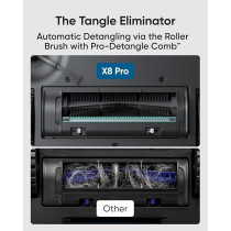 Eufy Clean X8 Pro Robot Vacuum Cleaner with Mop and Self-Empty Station, Twin-Turbine 2 x 4000Pa Suction, Active Detangling Roller Brush, and iPath Laser Navigation for Pet Hair, Black, 1 Year Warranty