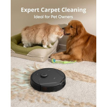 Eufy Clean X8 Pro Robot Vacuum Cleaner with Mop and Self-Empty Station, Twin-Turbine 2 x 4000Pa Suction, Active Detangling Roller Brush, and iPath Laser Navigation for Pet Hair, Black, 1 Year Warranty