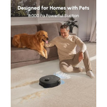 Eufy X10 Pro Omni Robot Vacuum and Mop with 8,000 Pa Suction, Dual Mops with 12 mm Auto-Lift and Carpet Detection, AI Obstacle Avoidance, Auto Mop Washing, Self-Drying, Self-Emptying, Self-Refilling, Black, 1 Year Warranty