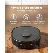 Eufy X10 Pro Omni Robot Vacuum and Mop with 8,000 Pa Suction, Dual Mops with 12 mm Auto-Lift and Carpet Detection, AI Obstacle Avoidance, Auto Mop Washing, Self-Drying, Self-Emptying, Self-Refilling, Black, 1 Year Warranty