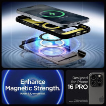 Spigen Slim Armor Magfit For Iphone 16 Pro Case Cover With Kickstand Magsafe Compatible, Gunmetal