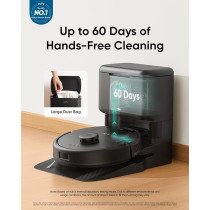 Eufy L60 Robot Vacuum with Self Empty Station, Hair Detangling Technology, Up to 60 Days Hands Free Cleaning, 5,000 Pa Suction, Remove Hair, Dust, Black, 1 Year Warranty