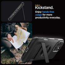 Spigen Slim Armor Magfit For Iphone 16 Pro Case Cover With Kickstand Magsafe Compatible, Black