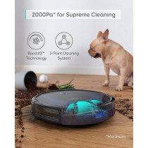 Eufy BoostIQ RoboVac 15C MAX, Wi-Fi Connected Robot Vacuum Cleaner, Super-Thin, 2000Pa Suction, Quiet, Self-Charging Robotic Vacuum Cleaner, Cleans Hard Floors to Medium-Pile Carpets, Black, 1 Year Warranty