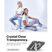 Caseology Capella Mag Kickstand For Iphone 16 Pro Case Cover Magsafe Compatible, Clear White Silver