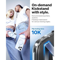 Caseology Capella Mag Kickstand For Iphone 16 Pro Case Cover Magsafe Compatible, Clear White Silver
