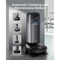 Eufy Omni S1 Pro, Robot Vacuum Cleaner with Mop, Always Clean Mop, 8000 Pa, Obstacle Avoidance, Corner-to-Edge Deep Cleaning and Lift Mop, Auto Mop Washing And Drying, Detergent Dispenser, Black, 1 Year Warranty