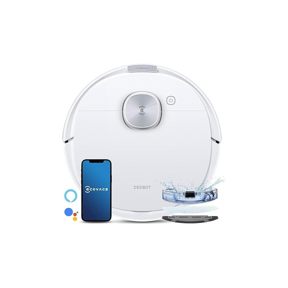 Ecovacs Robot Vacuum Cleaner and Mop DEEBOT N8, Powerful 2300Pa Suction, Advanced Laser-Based LiDAR Navigation, Multi-Floor Mapping, Up to 110 Minutes Runtime, White, 1 Year Warranty