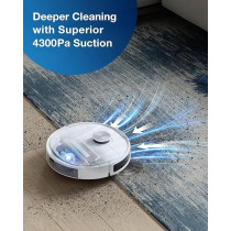 Ecovacs Robot Vacuum Cleaner and Mop DEEBOT N8, Powerful 2300Pa Suction, Advanced Laser-Based LiDAR Navigation, Multi-Floor Mapping, Up to 110 Minutes Runtime, White, 1 Year Warranty