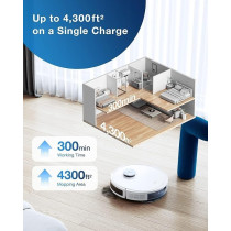 Ecovacs Robot Vacuum Cleaner and Mop DEEBOT N8, Powerful 2300Pa Suction, Advanced Laser-Based LiDAR Navigation, Multi-Floor Mapping, Up to 110 Minutes Runtime, White, 1 Year Warranty