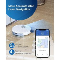 Ecovacs Robot Vacuum Cleaner and Mop DEEBOT N8, Powerful 2300Pa Suction, Advanced Laser-Based LiDAR Navigation, Multi-Floor Mapping, Up to 110 Minutes Runtime, White, 1 Year Warranty