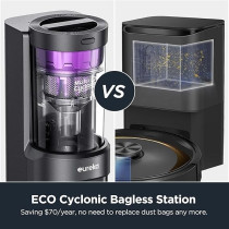 Eureka Robot Vacuum Cleaner and Mop Function 2-1, Bagless Dust Self-Empty, Auto Lifting Mop, up to 180 Minutes Runtime, App Control, 4000Pa for Pet Hair, Carpets, Hard Floor, Black, 1 Year Warranty