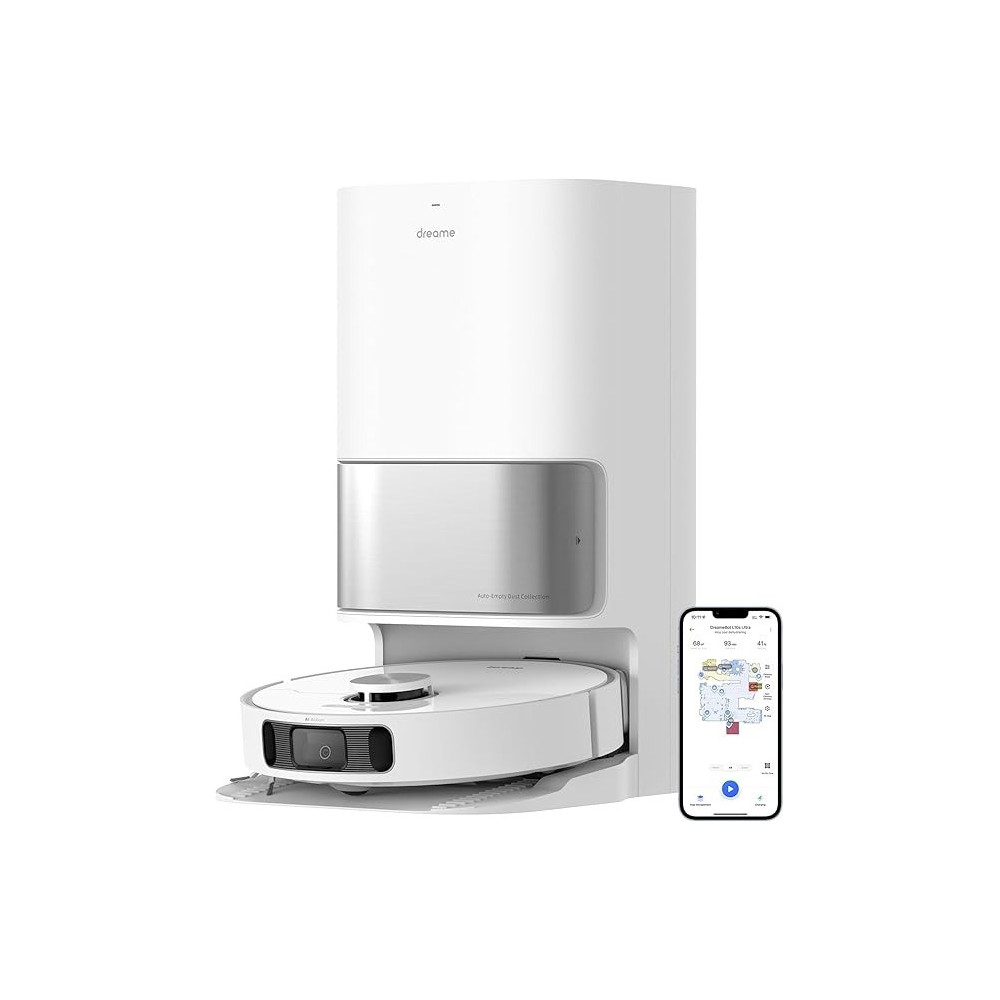 Dreame L10s Ultra Robot Vacuum Cleaner and Mop 5300Pa with Self-Cleaning Station (Swings the Body to Deeper Edge) 3D Obstacle Detection, 210mins, APP/Alexa, White, 1 Year Warranty