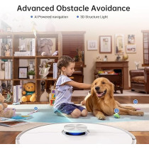 Dreame L10s Ultra Robot Vacuum Cleaner and Mop 5300Pa with Self-Cleaning Station (Swings the Body to Deeper Edge) 3D Obstacle Detection, 210mins, APP/Alexa, White, 1 Year Warranty