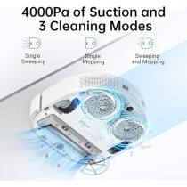 Dreametech W10 Robot Vacuum Cleaner and Mop, Sweeping, Mopping, Washing and Drying 4in1, Robotic Vacuum with Superb Lidar Navigation, 4000Pa Strong Suction for Pet Hair, Hard Floor, Carpet, White, 1 Year Warranty
