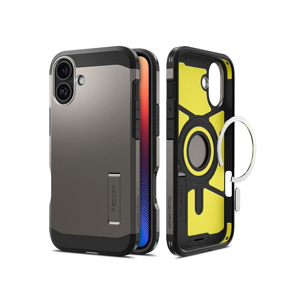 Spigen Tough Armor Magfit Ai Designed For Iphone 16 Case Cover Magsafe Compatible, Gunmetal
